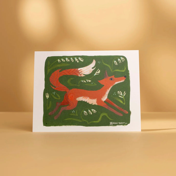 Adam Trest Stationery | Fox on Green Flat Card