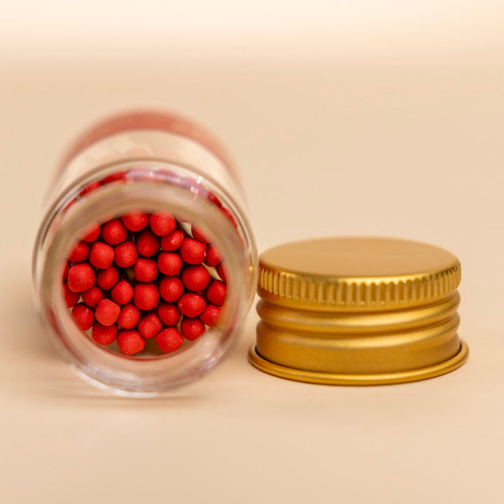 Red Mini Glass Match Jar