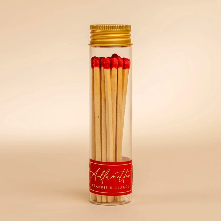 Red Tall Glass Match Jar