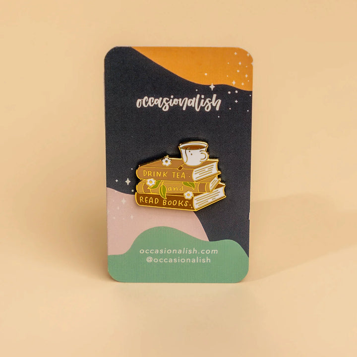 Tea and Books Enamel Pin