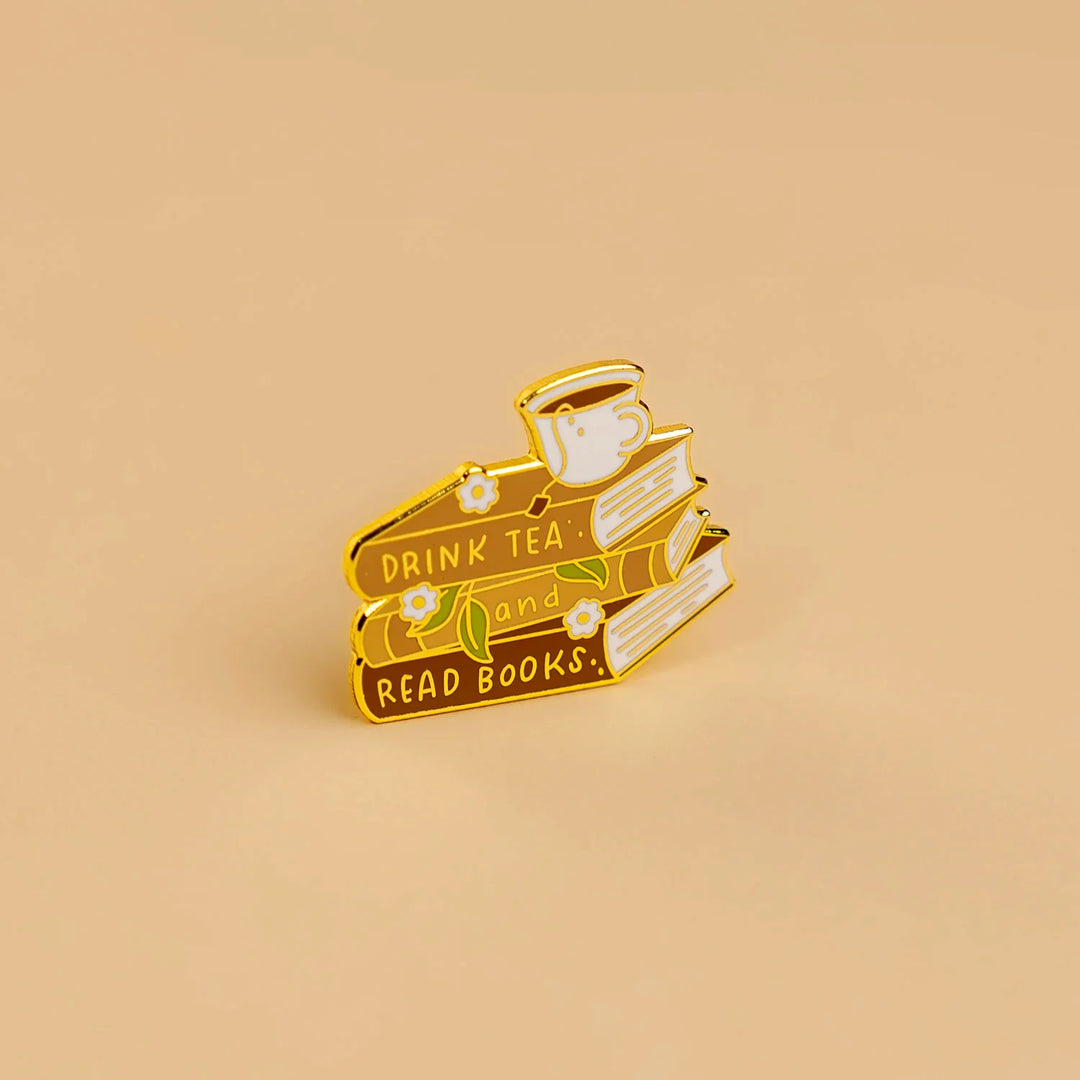 Tea and Books Enamel Pin