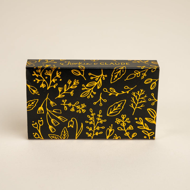 Black & Gold Foil Floral Large Match Box